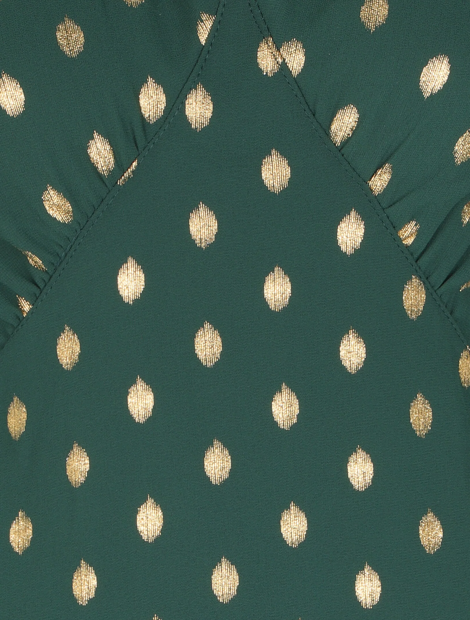 Empire jurk met gouden stippenprint - Groen - Image 3