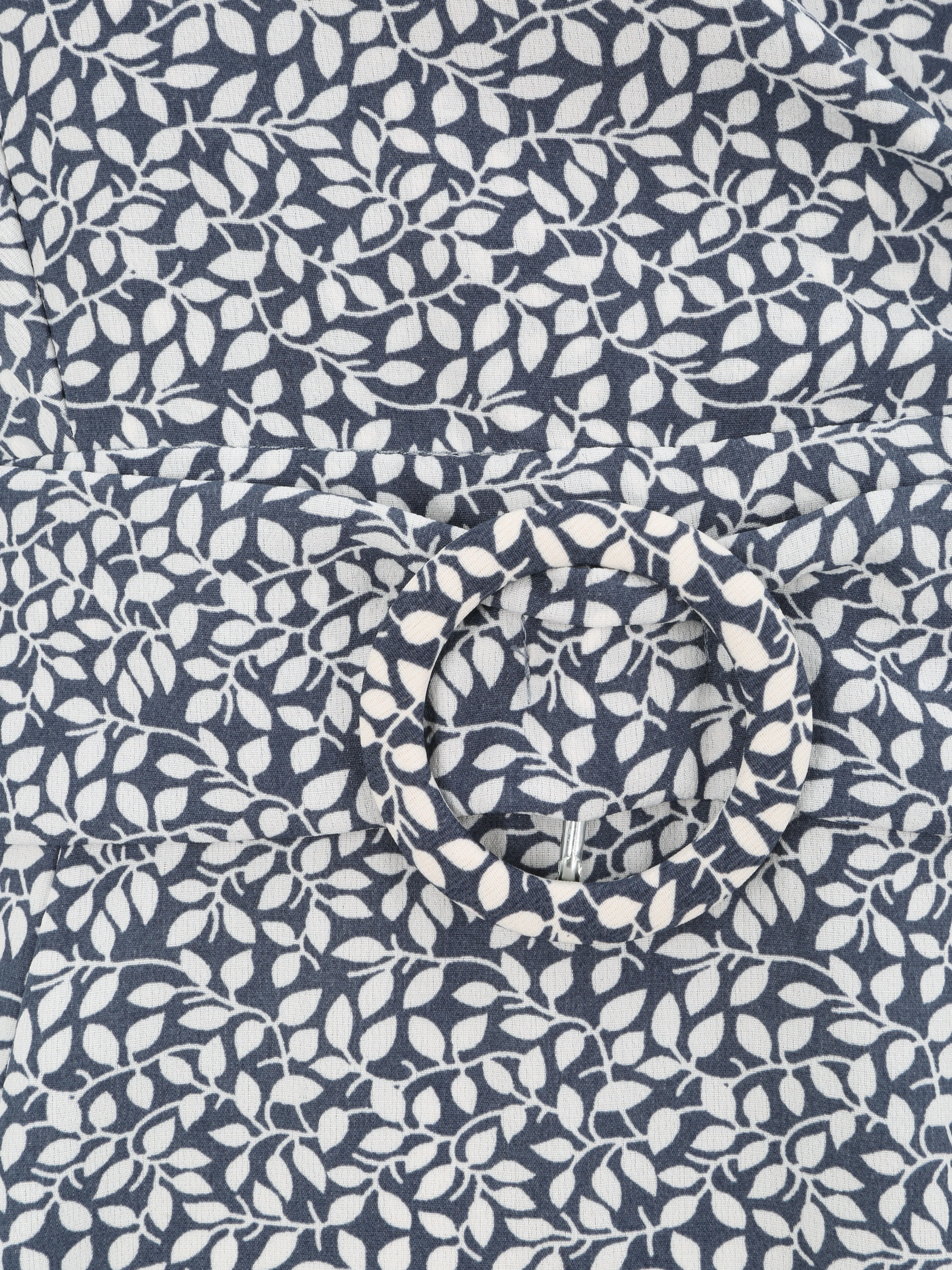 Empire korte jurk met een hartvormige kraag met bladerenprint - Blauw - Image 3