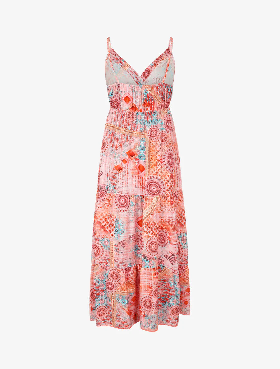 Empire lange jurk met mozaïekprint - Roze - Image 2
