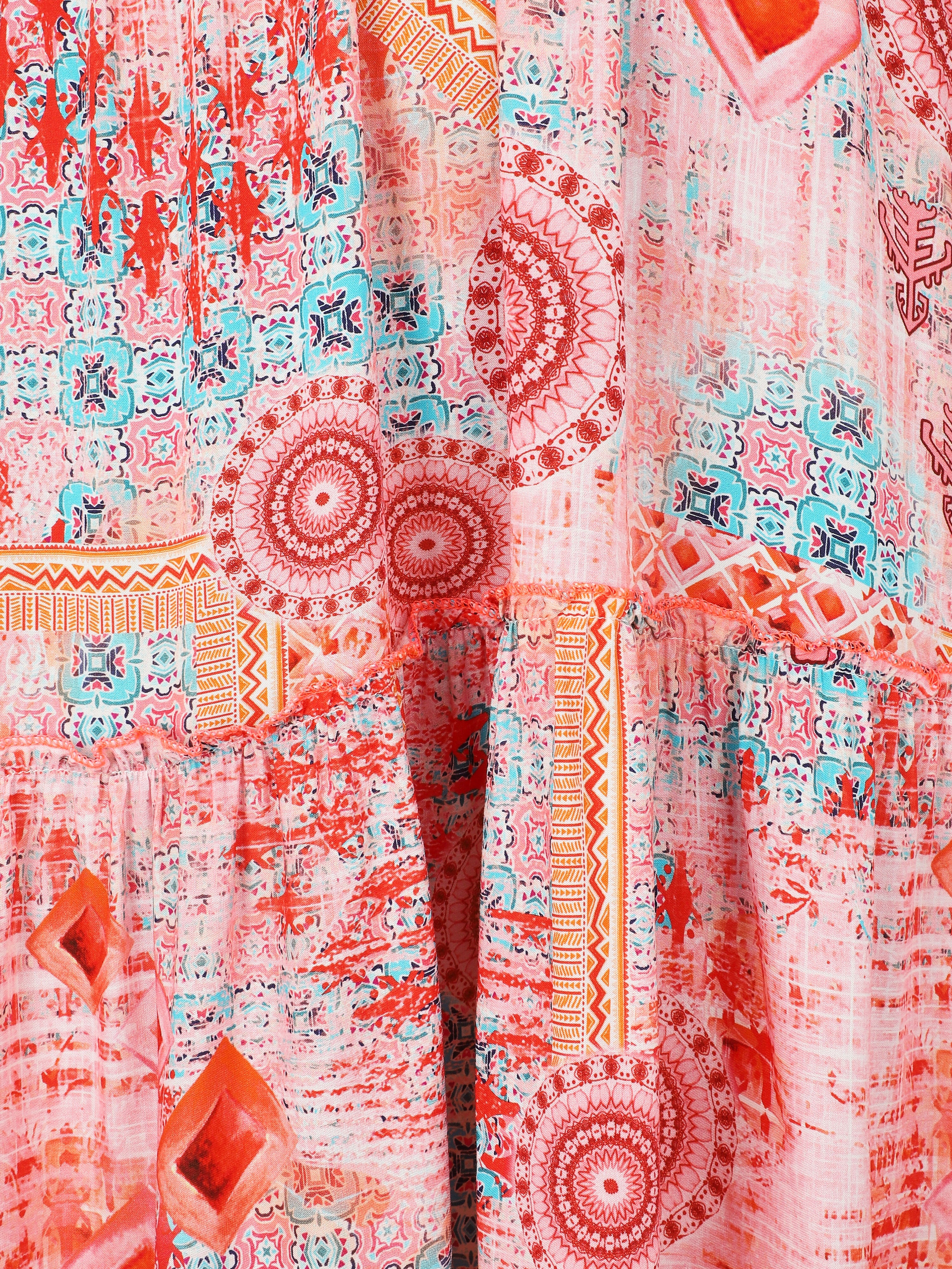 Empire lange jurk met mozaïekprint - Roze - Image 3