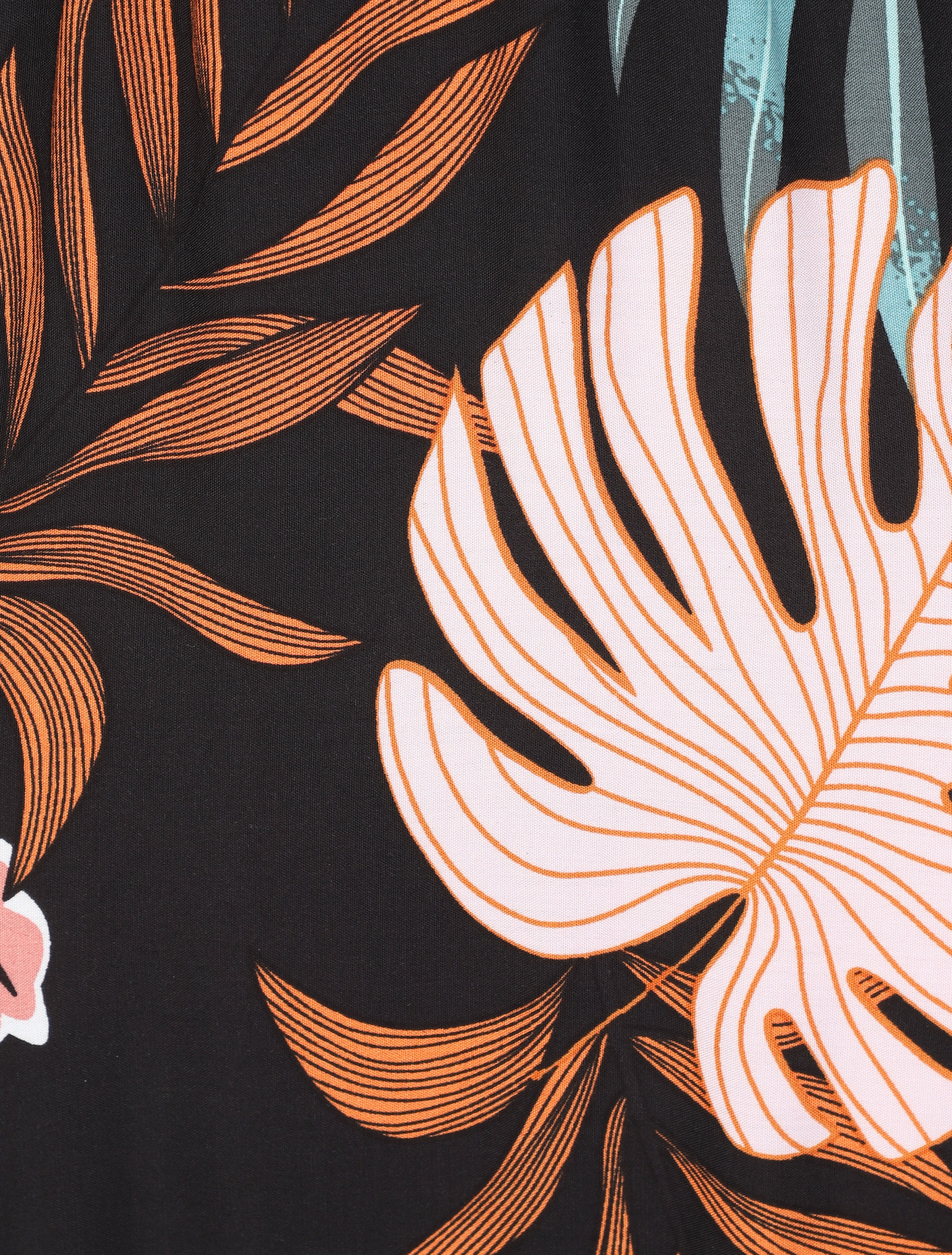 Empire lange jurk met tropische plantenprint en schouderbandjes - Zwart - Image 3