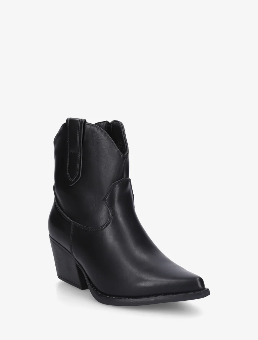 Enkelboots in cowboylaarsstijl van imitatieleer - Zwart - Image 2