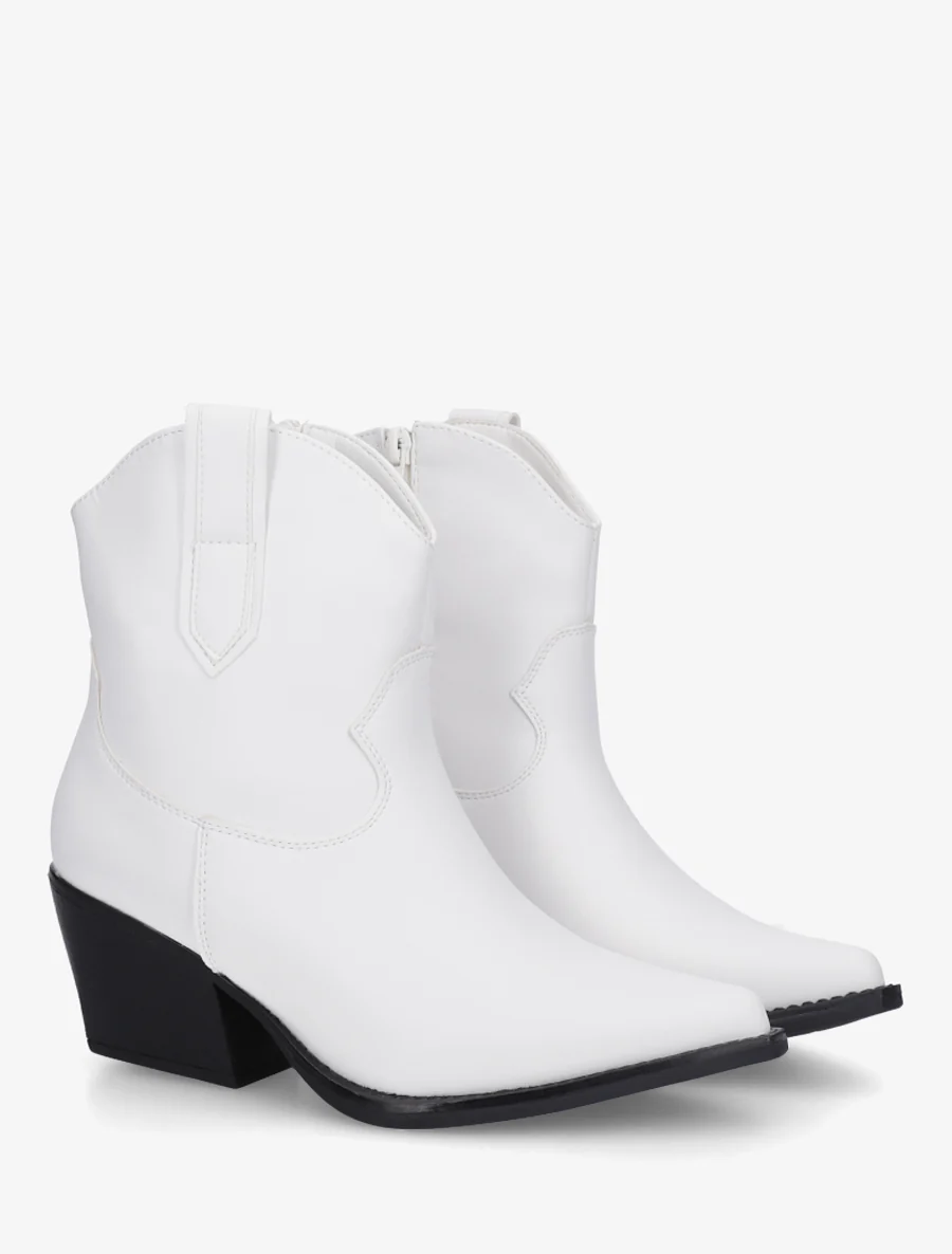 Enkelboots in cowboylaarsstijl van imitatieleer - Wit - Image 4
