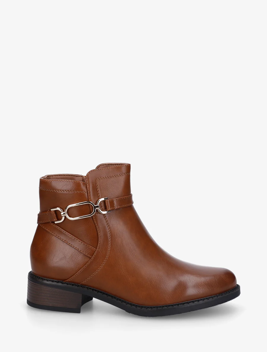 Enkelboots in imitatieleer - Kameel
