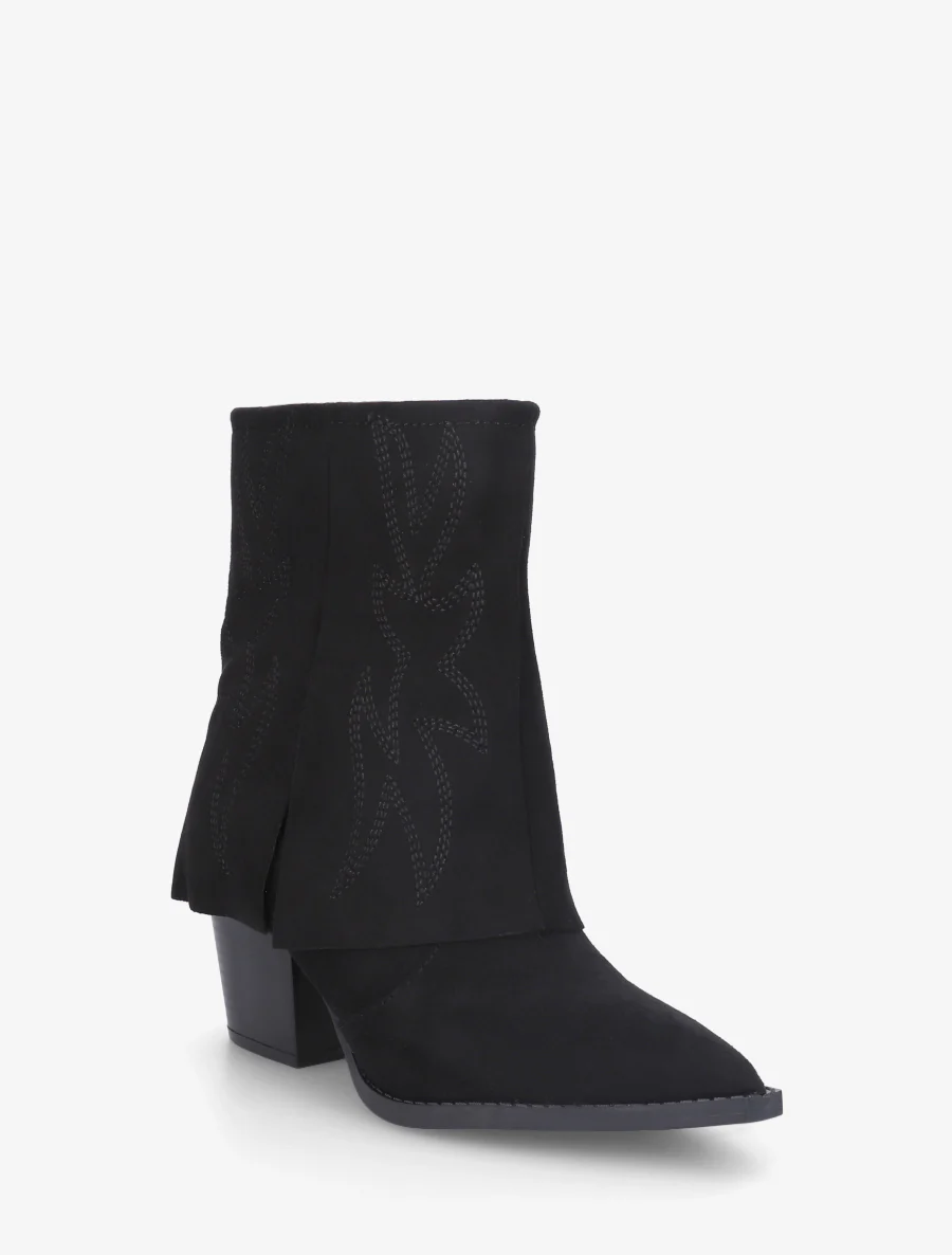 Enkellaarsjes in cowboylaarsstijl met fantasieborduursels - Zwart - Image 2