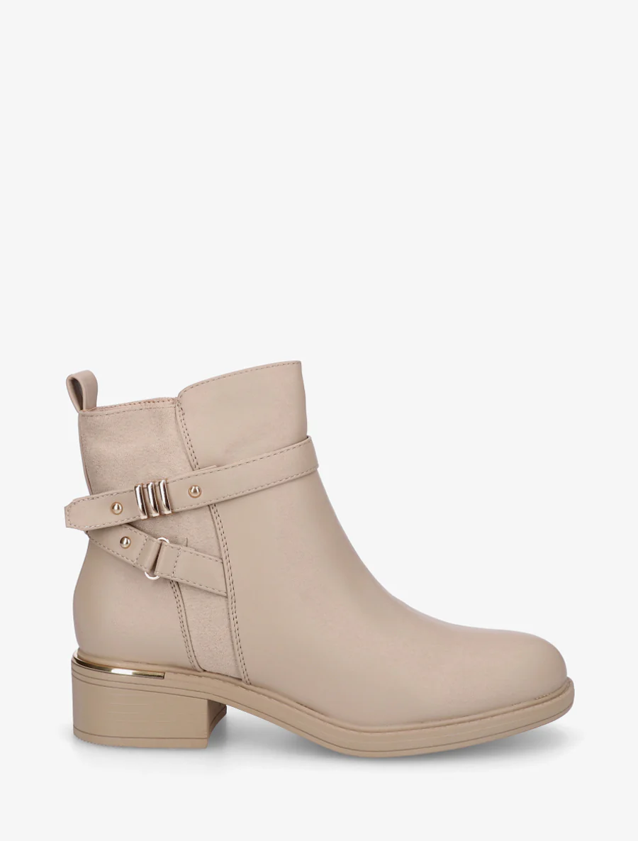 Enkellaarsjes met versteviging van suèdine - Beige