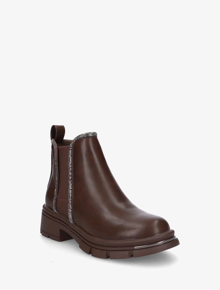 Enkellaarsjes versierd met strass-steentjes - Bruin - Image 2