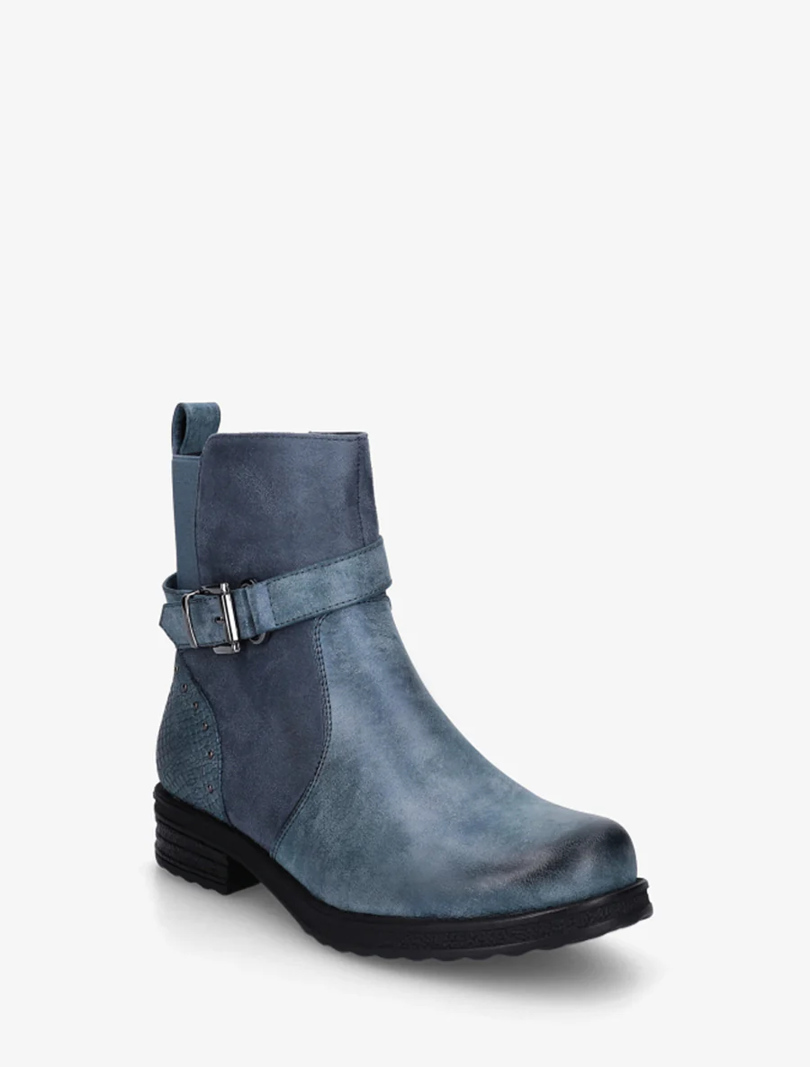 Enkellaarzen van twee materialen met elastisch versterkte hiel. - Blauw - Image 2