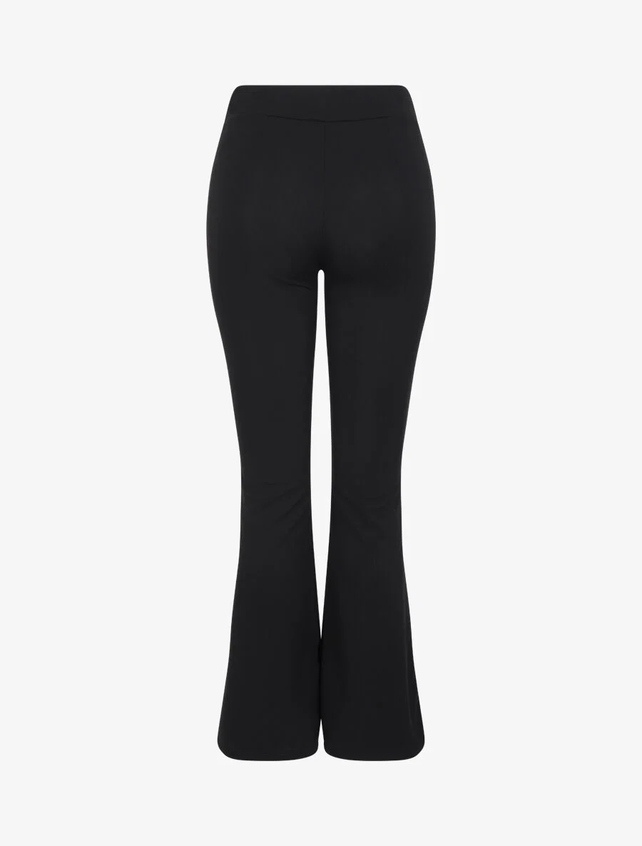 Extra lange flared broek met metalen gesp - Zwart - Image 2