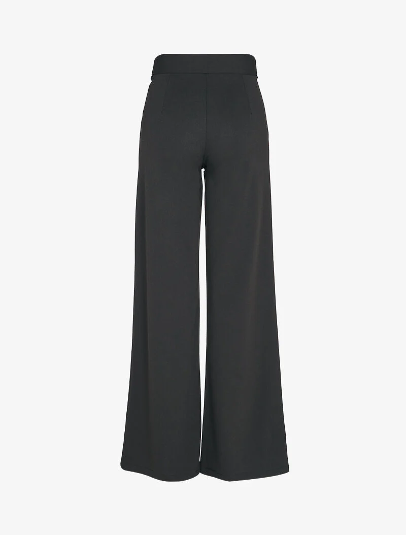 Extra lange rechte broek met vierkante gespsluiting - Zwart - Image 2