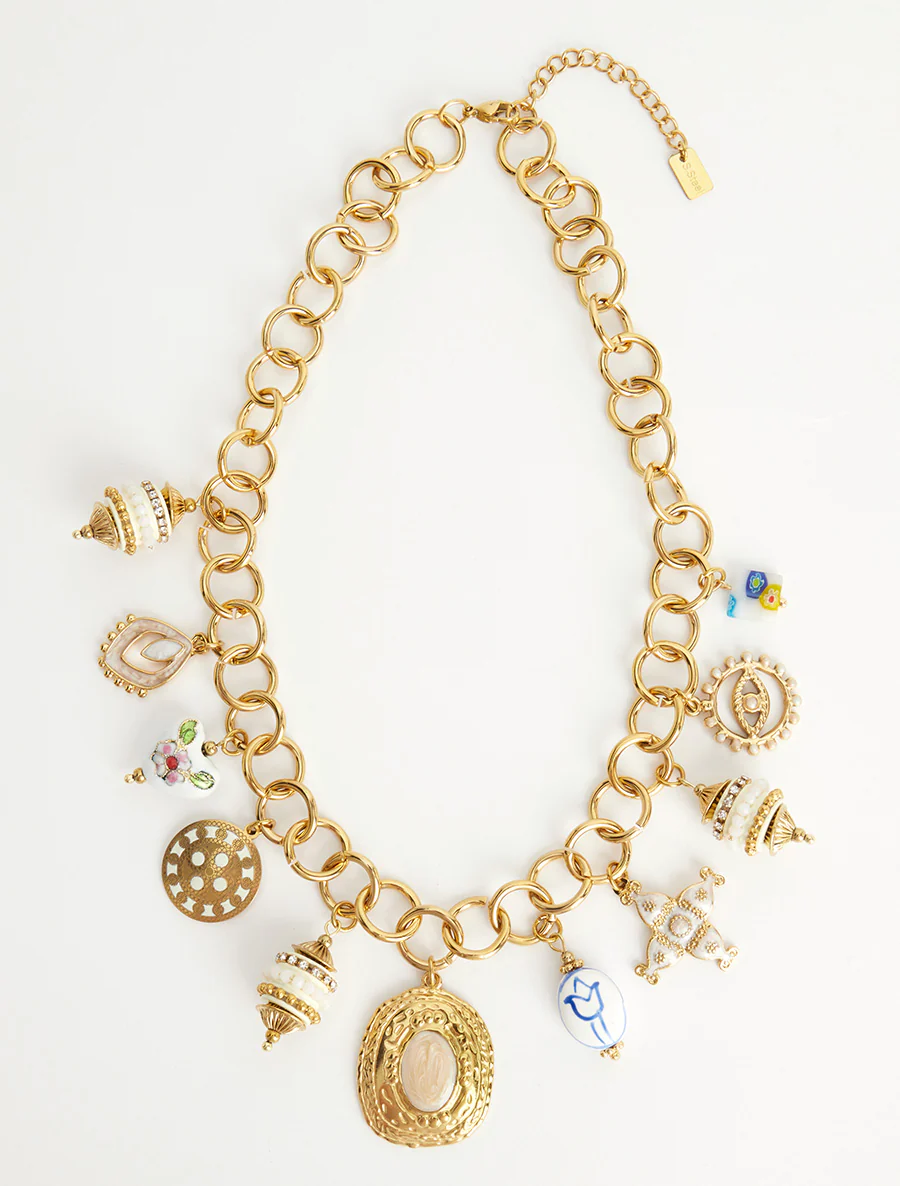Fantasie bedeltjes ketting - Beige - Image 2