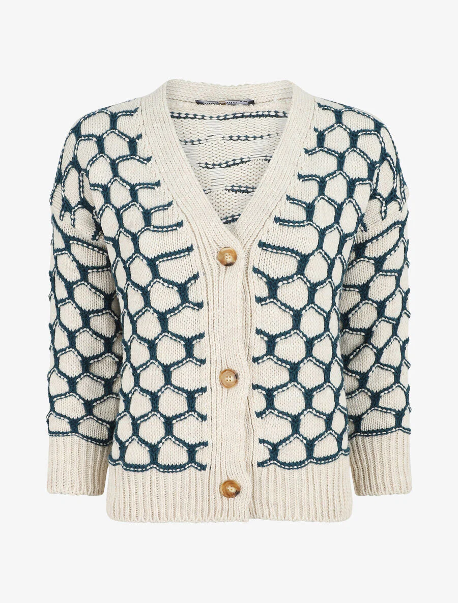 Fantasie gedrukte cardigan - Blauwgroen