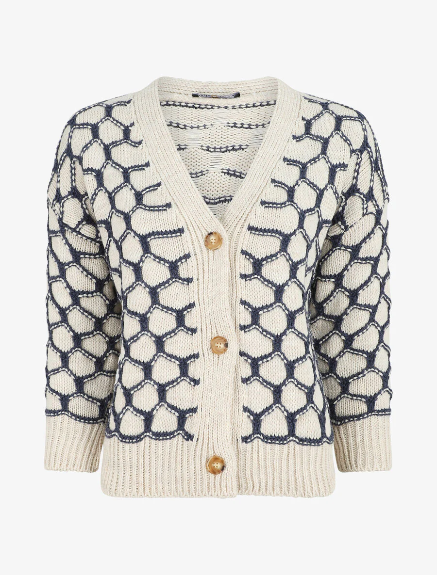 Fantasie gedrukte cardigan - Blauw