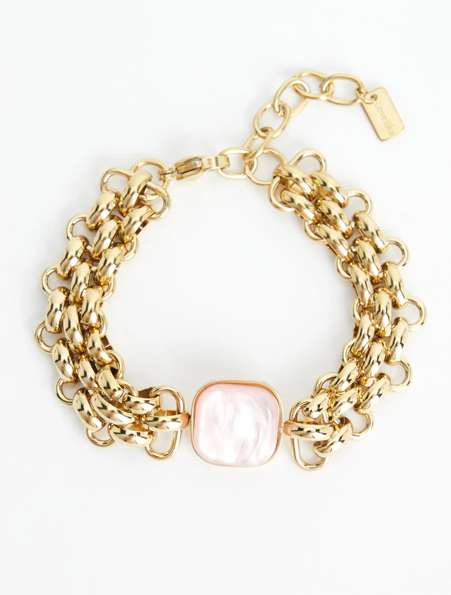 Fantasie mesh armband met inzetstuk van hars - Roos - Image 2