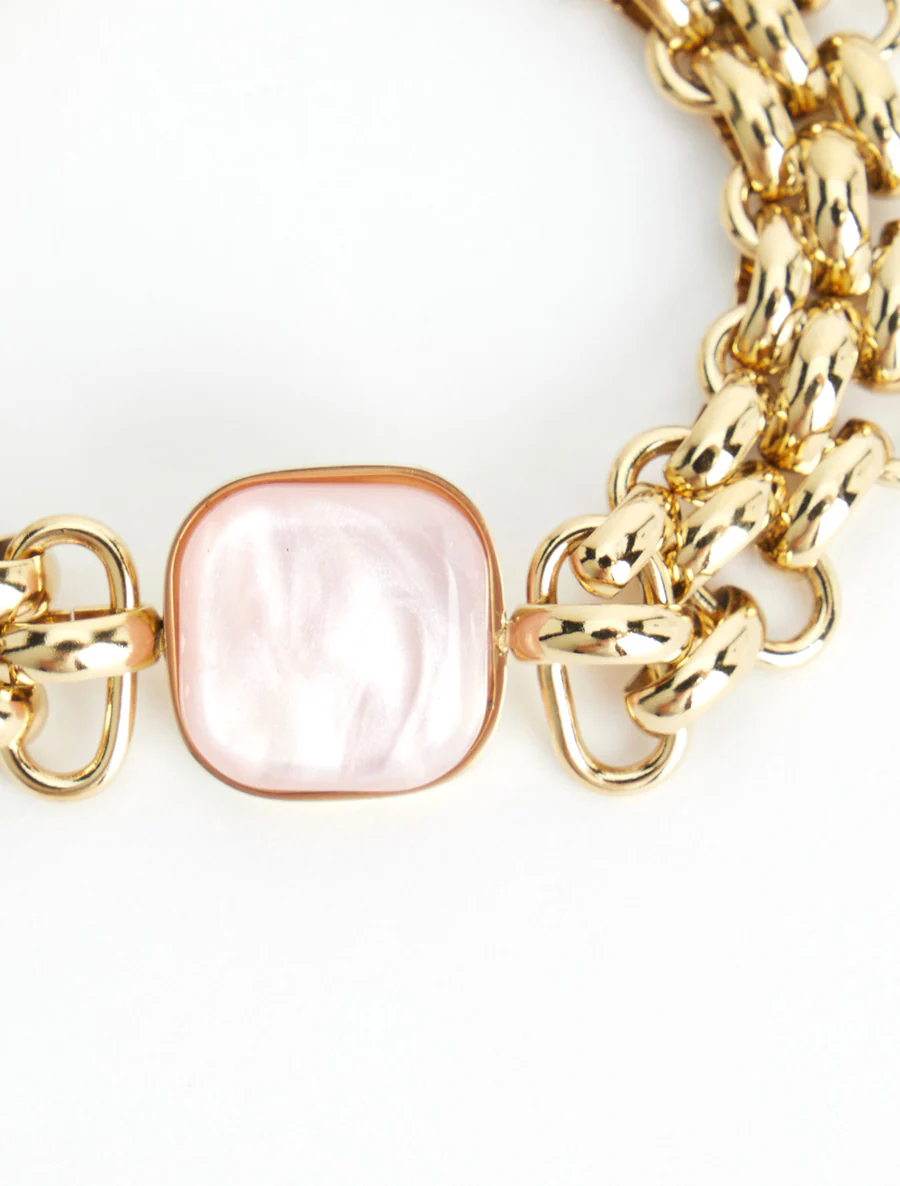 Fantasie mesh armband met inzetstuk van hars - Roos - Image 3