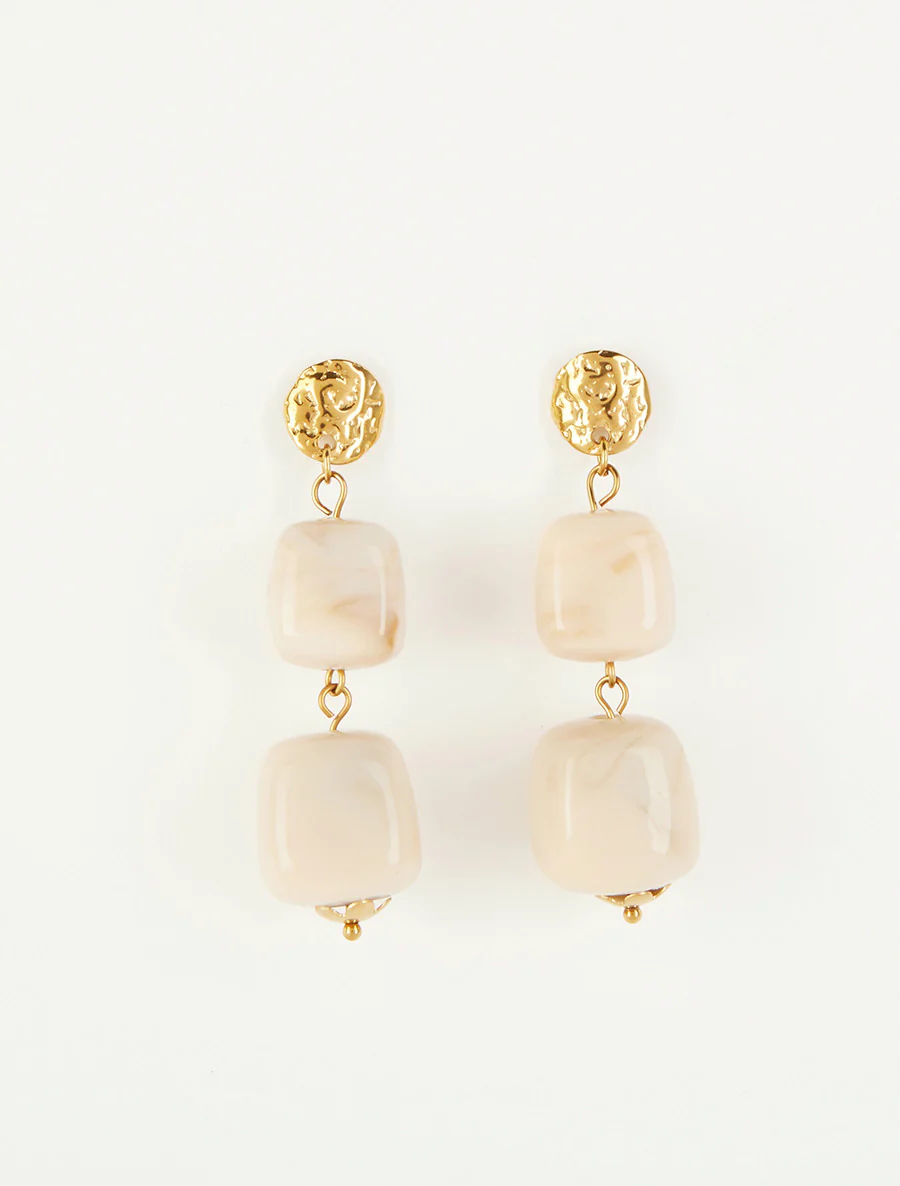 Fantasie stenen oorbellen - Beige - Image 2