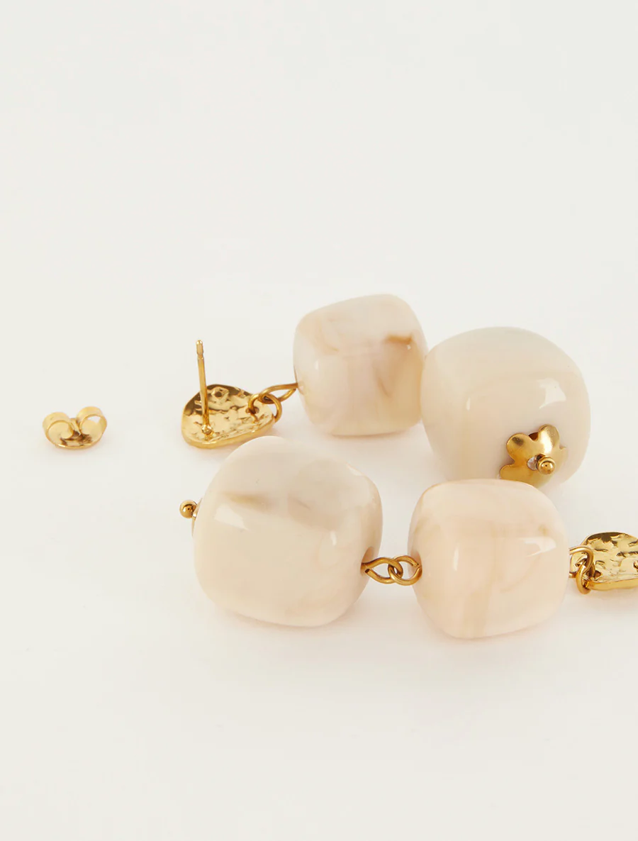 Fantasie stenen oorbellen - Beige - Image 3