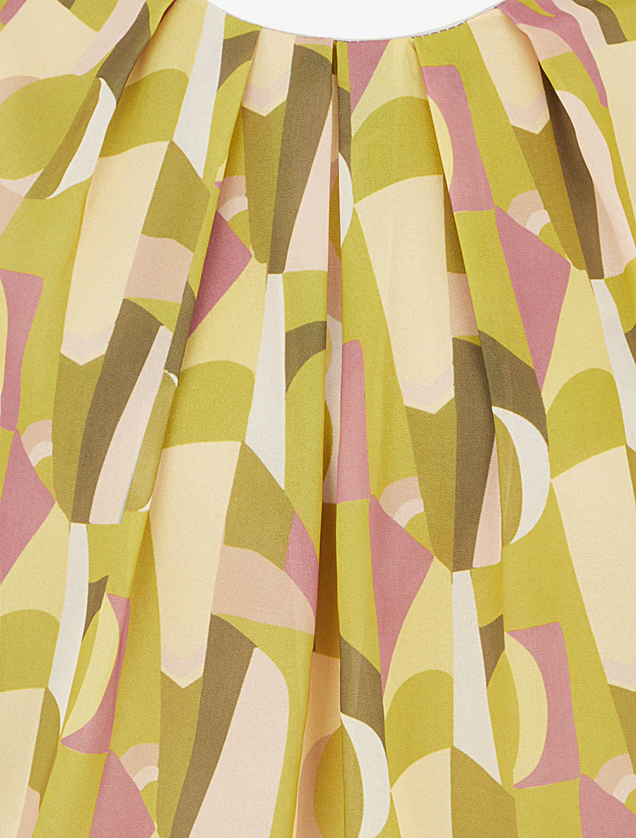 Fantasieprint top met korte mouwen - Olijfgroen - Image 3