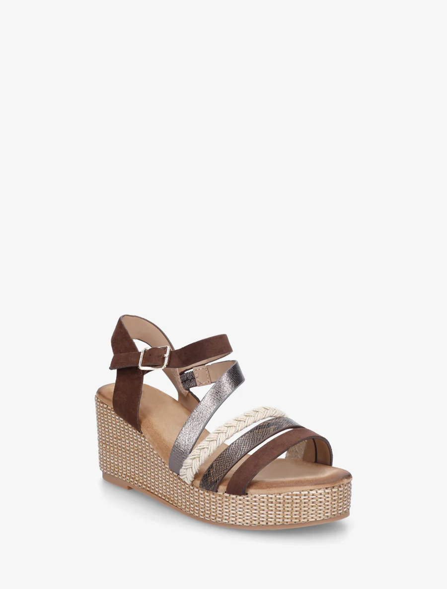 Fantasierijke sandalen met meerdere bandjes - Bruin - Image 2