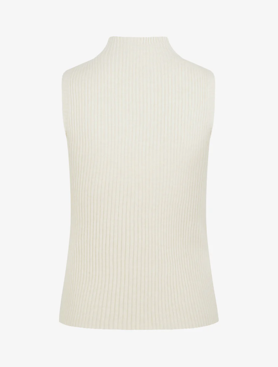 Fantasietop met hoge hals in breistructuur - Beige - Image 2