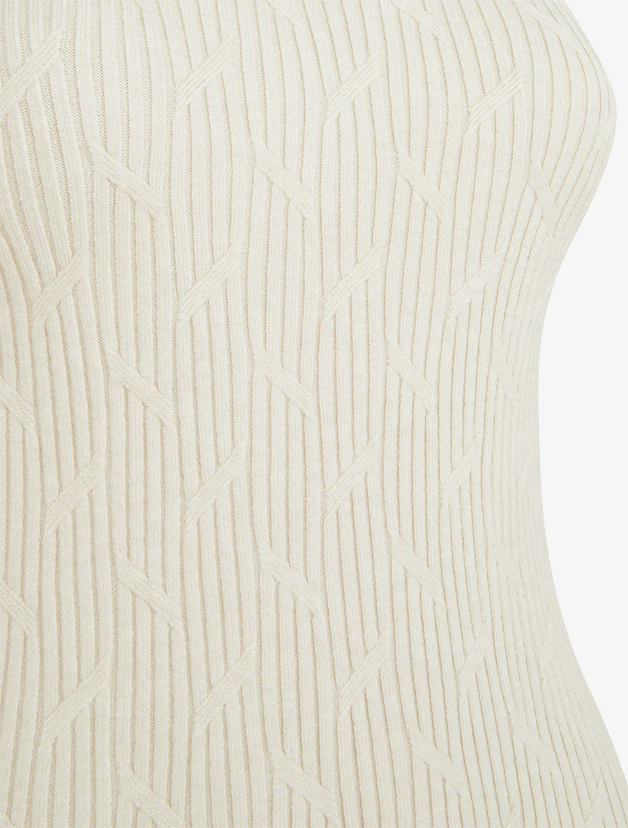 Fantasietop met hoge hals in breistructuur - Beige - Image 3