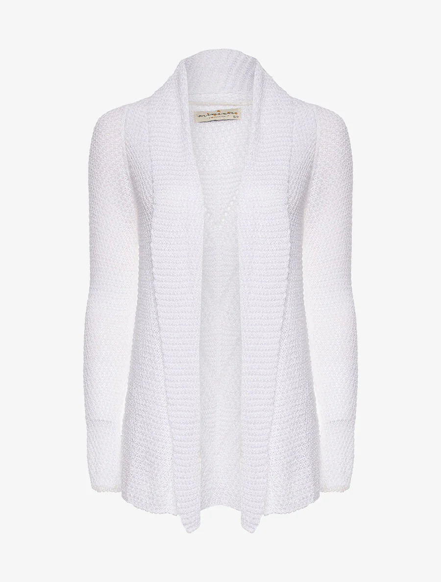 Fijngebreid open vest - wit