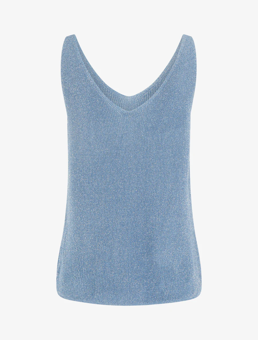 Fijn gebreide tanktop met glinsterend detail - Blauw - Image 2