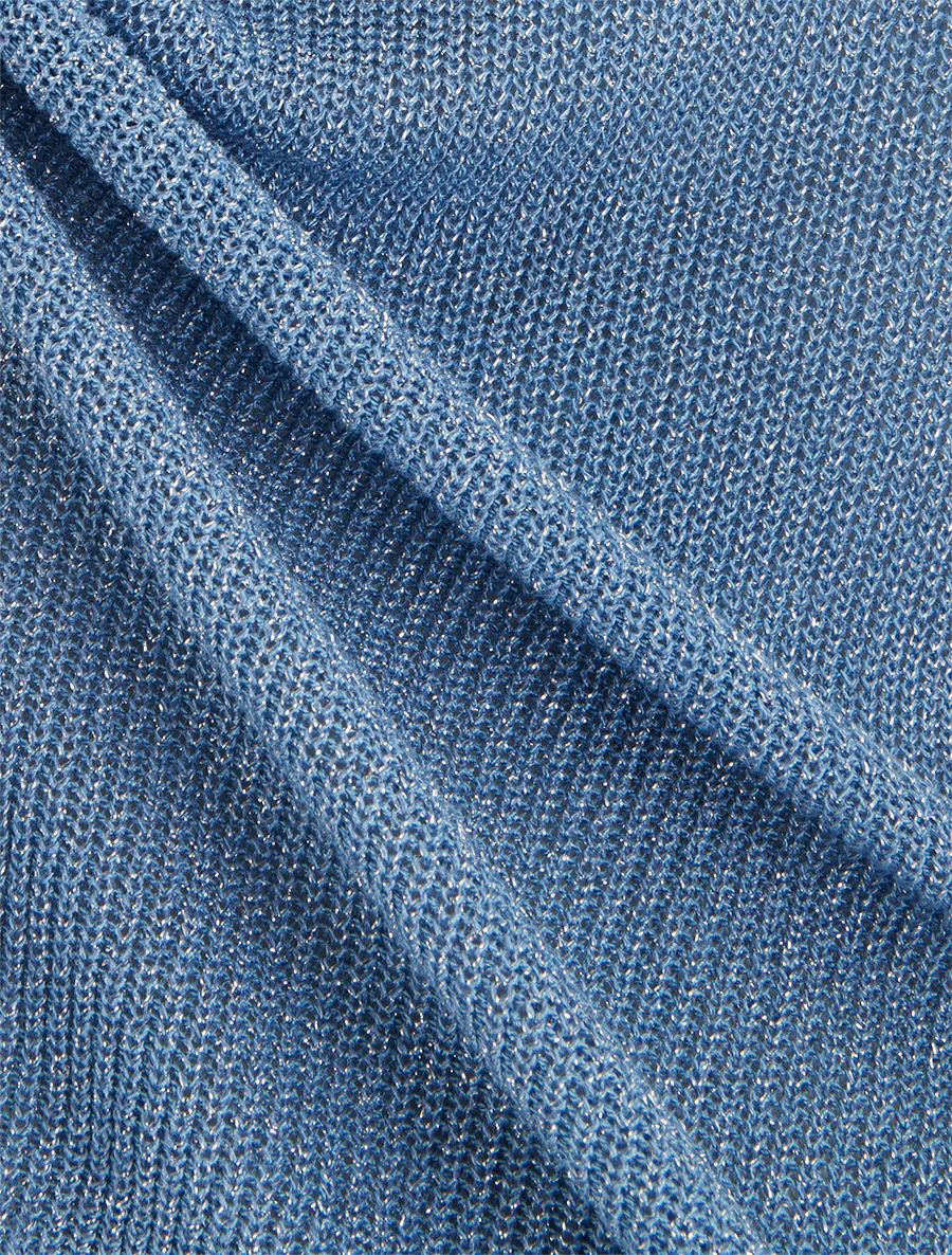 Fijn gebreide tanktop met glinsterend detail - Blauw - Image 3