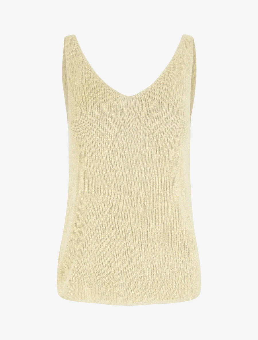 Fijn gebreide tanktop met glinsterend detail - Geel