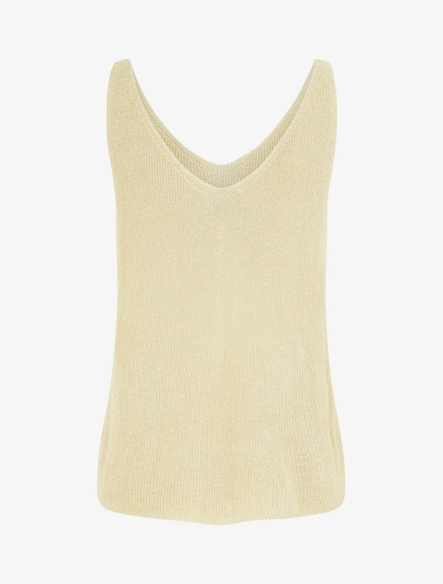 Fijn gebreide tanktop met glinsterend detail - Geel - Image 2