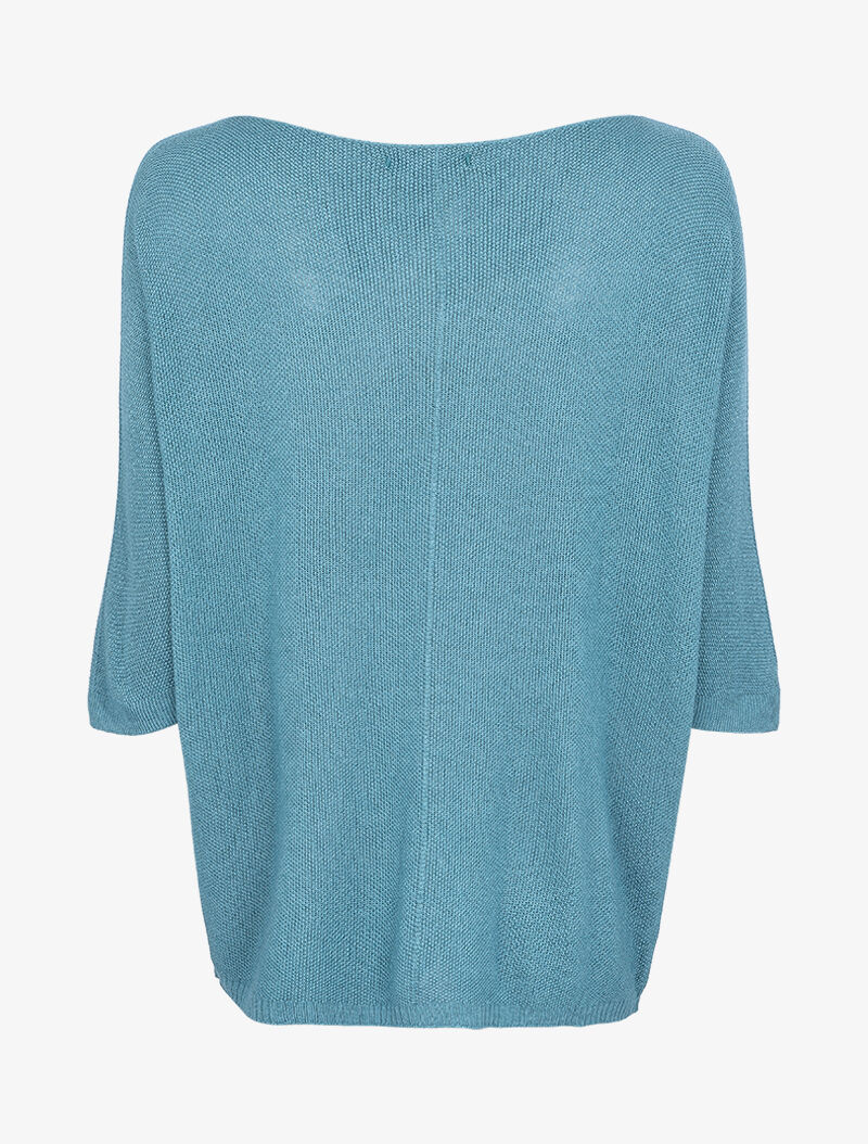 Fijngebreide trui met 3/4 mouwen - Karrenblauw - Image 2