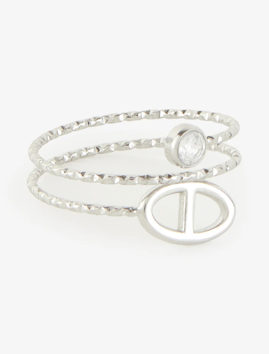 Fijne ring met ankerketting en strass. - Geld - Image 2