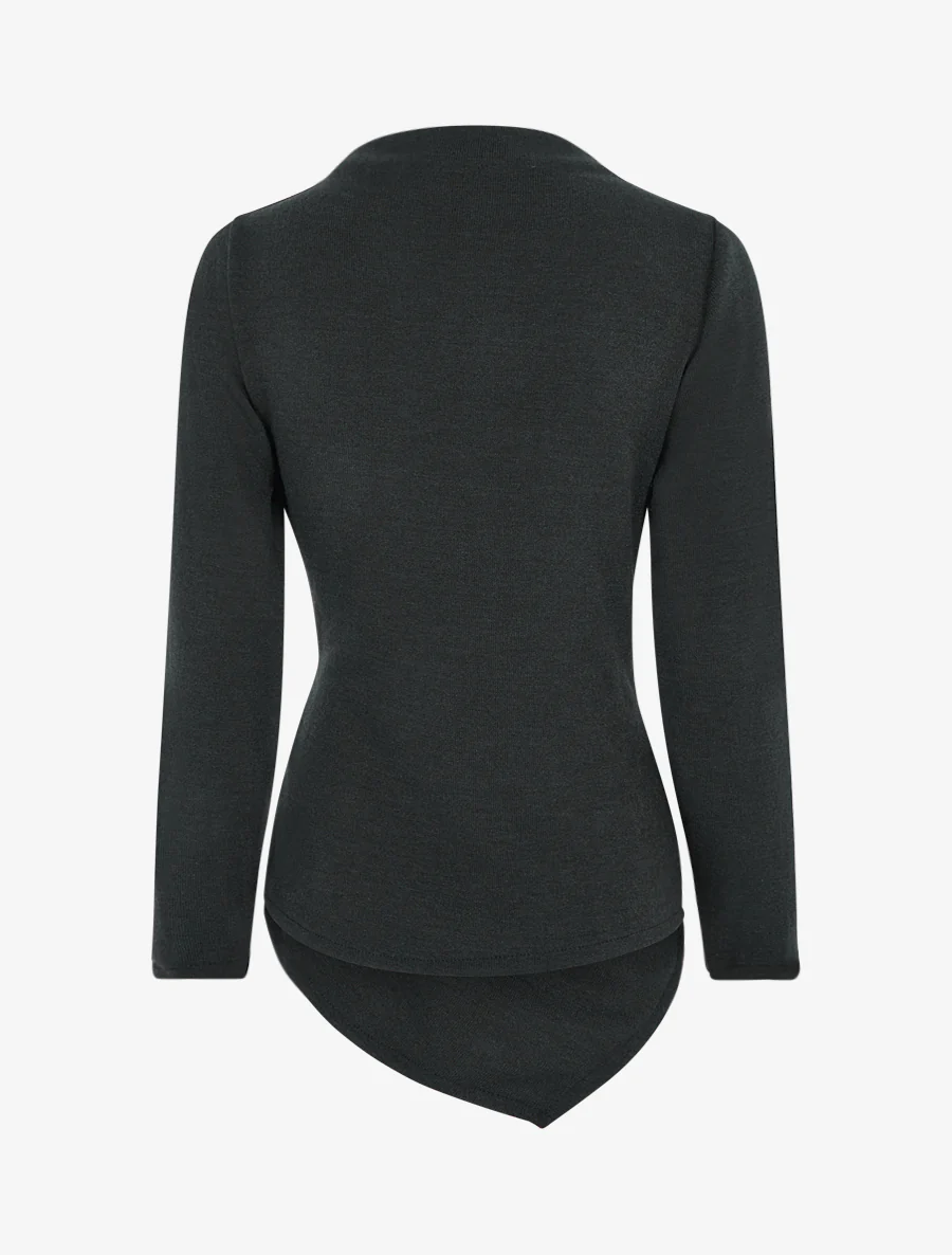 Fijne trui met broche inzetstuk - Zwart - Image 2