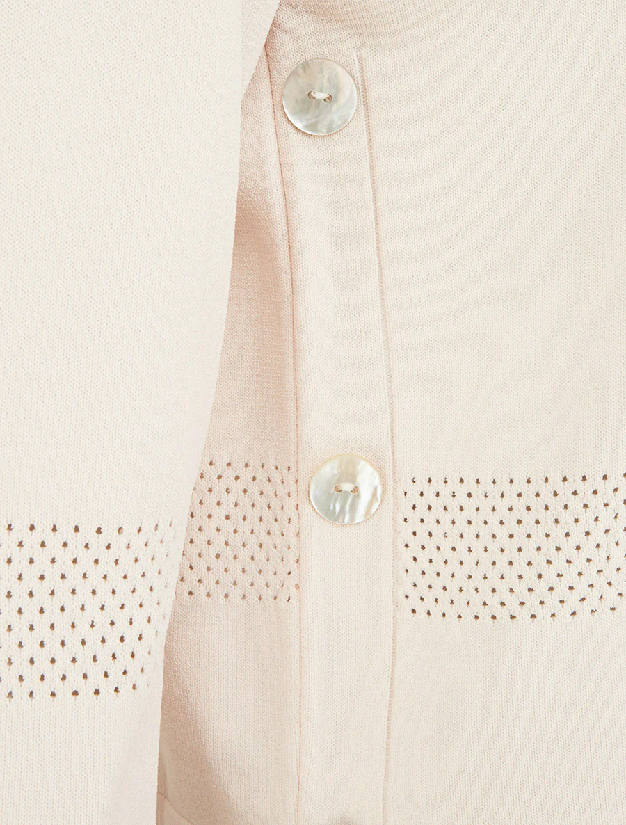 Fijne trui met decoratieve knopen - Beige - Image 3