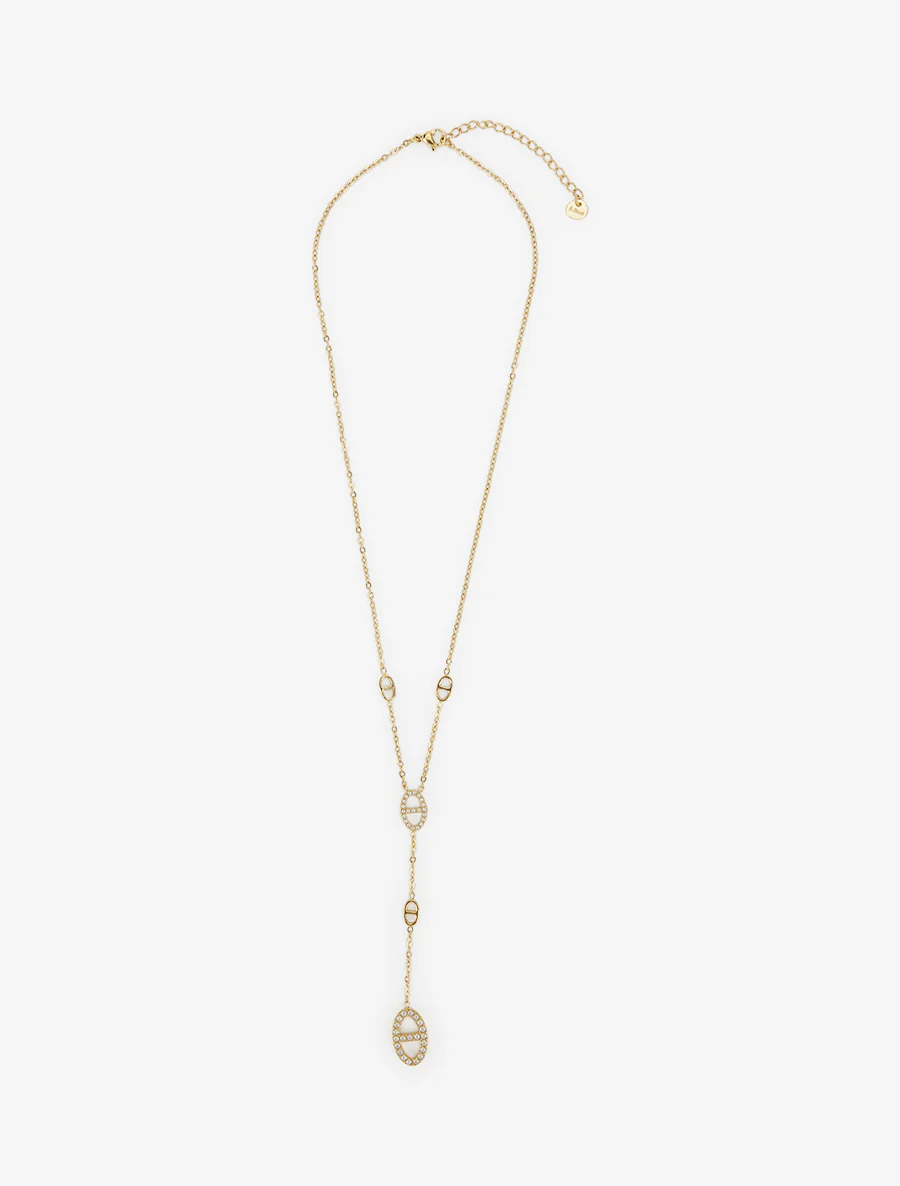 Fijne Y-vormige ketting met ovale bedels - Goud - Image 2