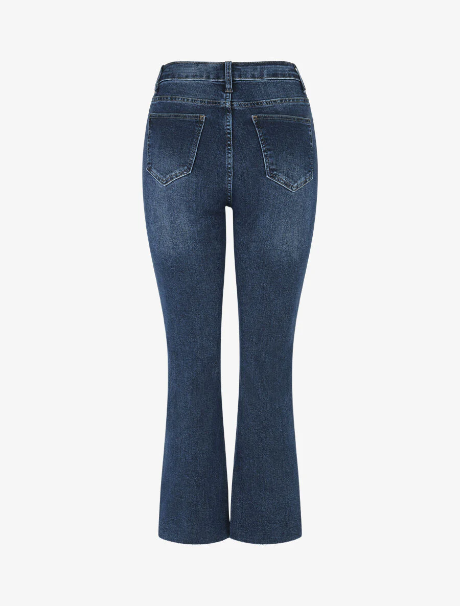Flare jeans met gerafelde randen - blauw - Image 2