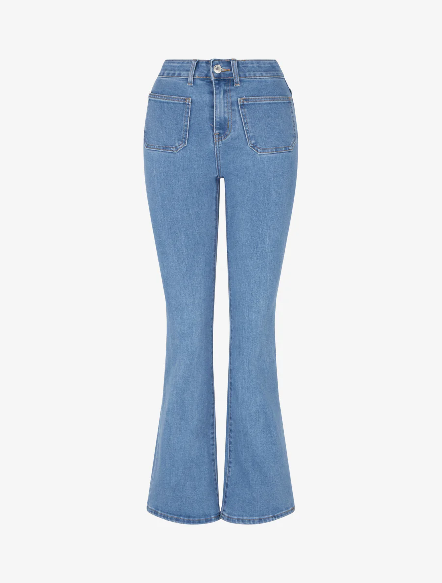 Flare jeans met opgestikte zakken - Lichtblauw