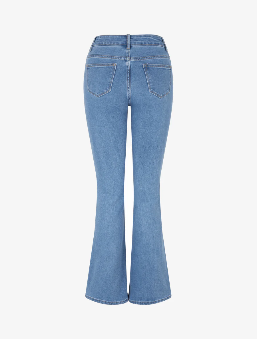 Flare jeans met opgestikte zakken - Lichtblauw - Image 2