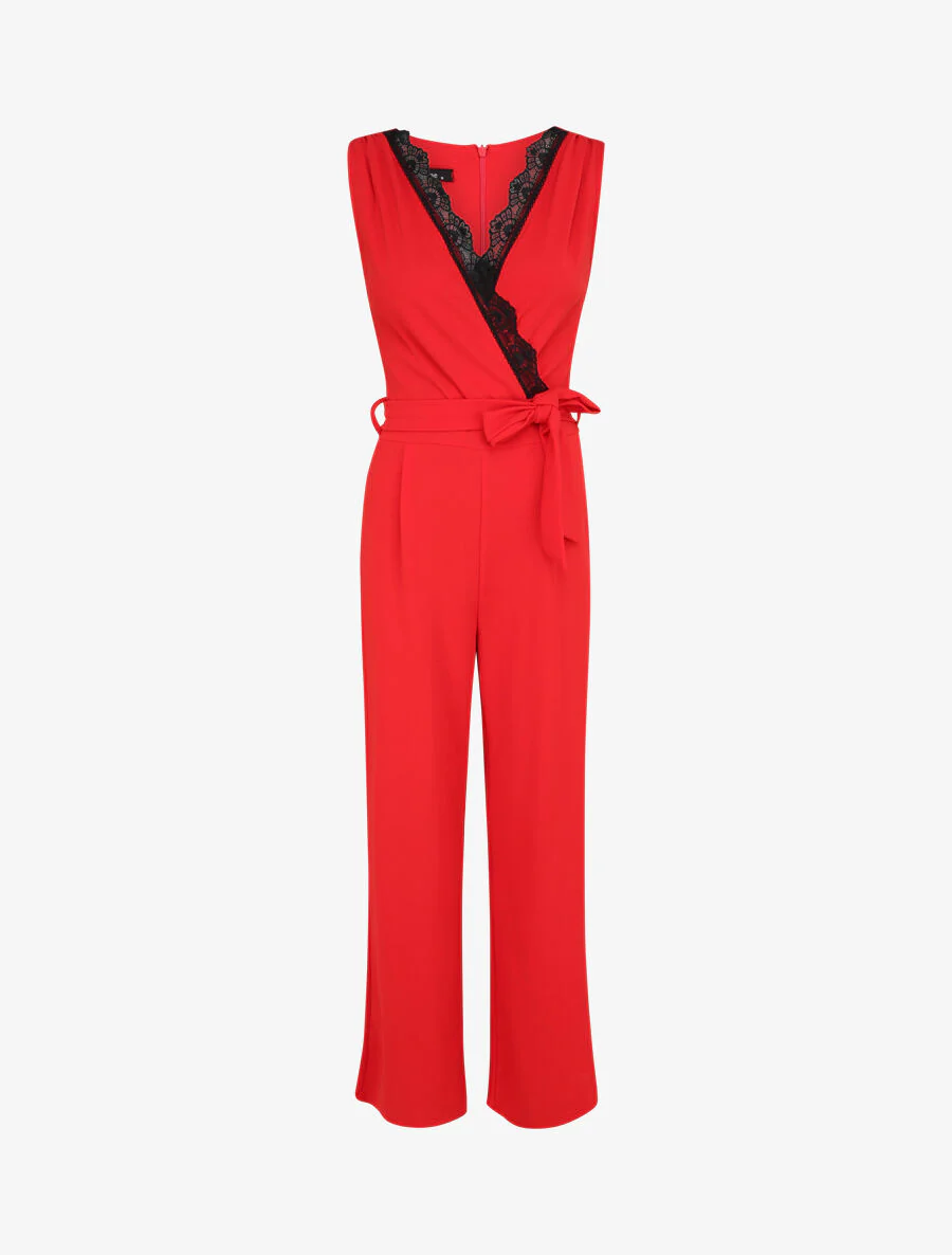 Flare overslag combinatie met kanten rand - Rood
