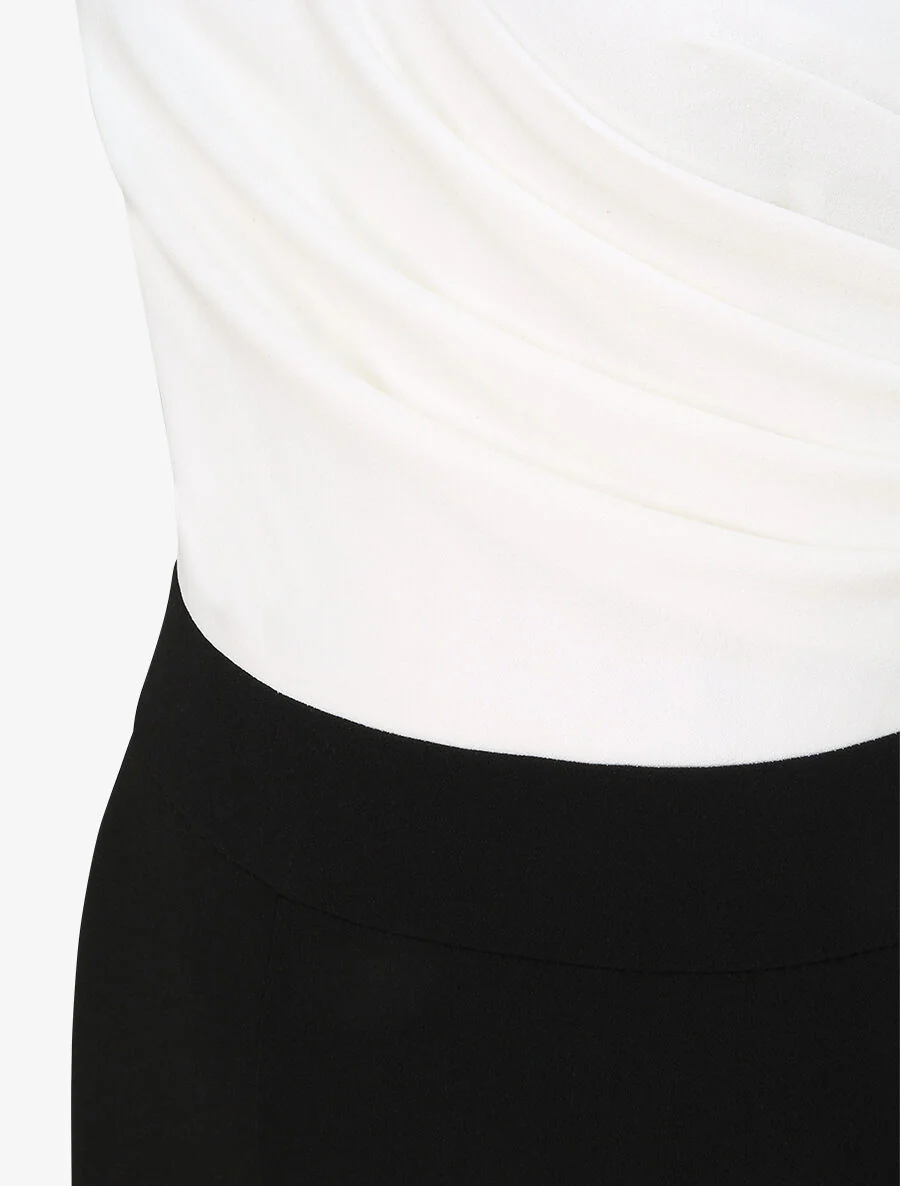 Flare wikkeljurk met drapering - Wit - Image 3