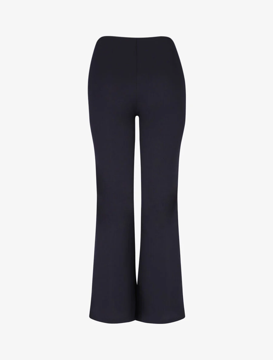 Flared broek met hoge taille en gesp - Marineblauw - Image 2