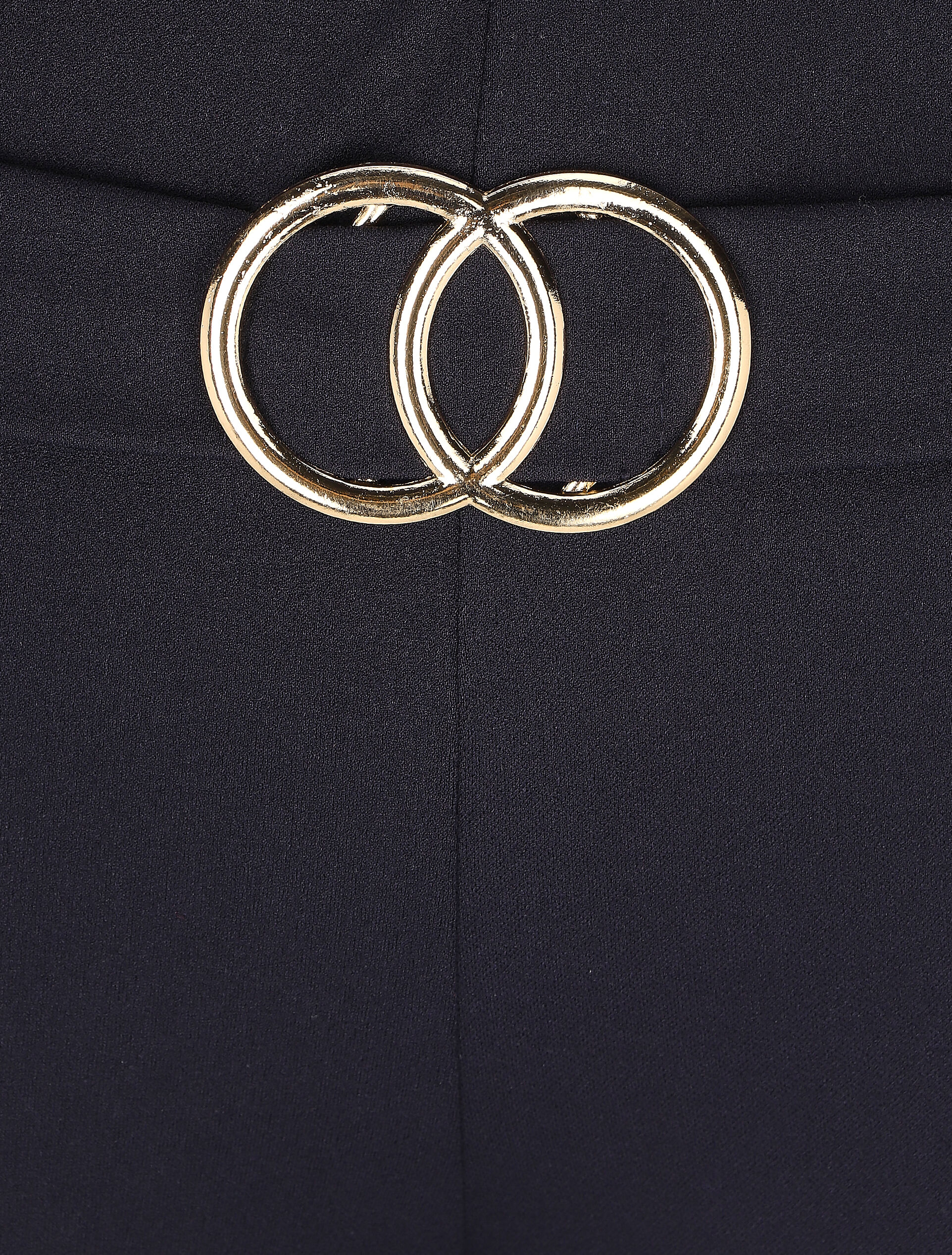 Flared broek met hoge taille en gesp - Marineblauw - Image 3