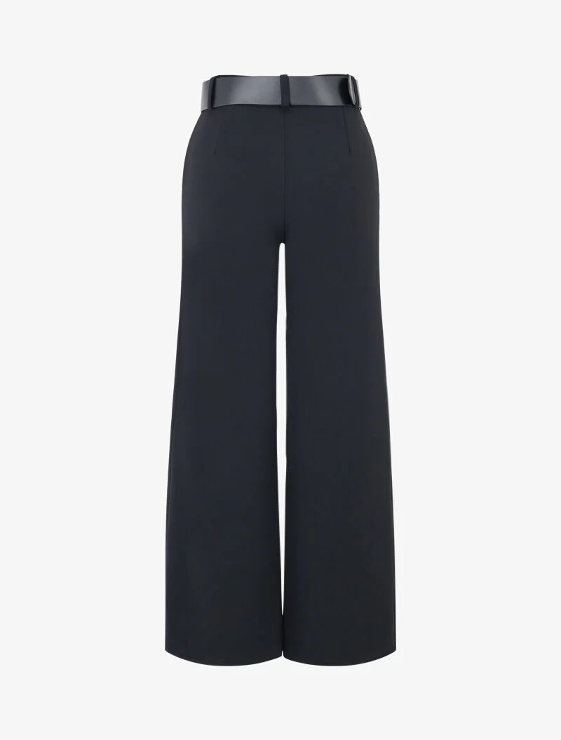 Flared broek met riem - zwart - Image 2