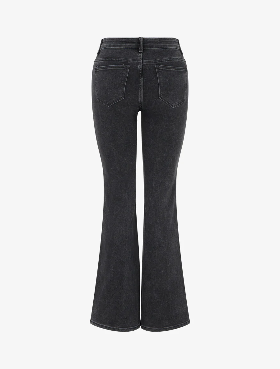 Flared jeans in gewassen look - Zwart - Image 2