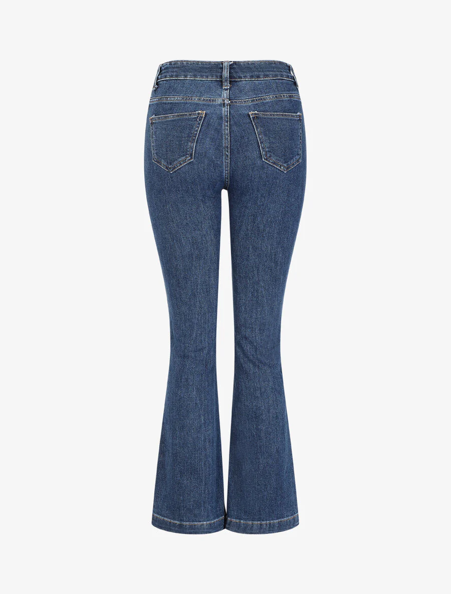 Flared jeans met hoge taille - Onbewerkt blauw - Image 5
