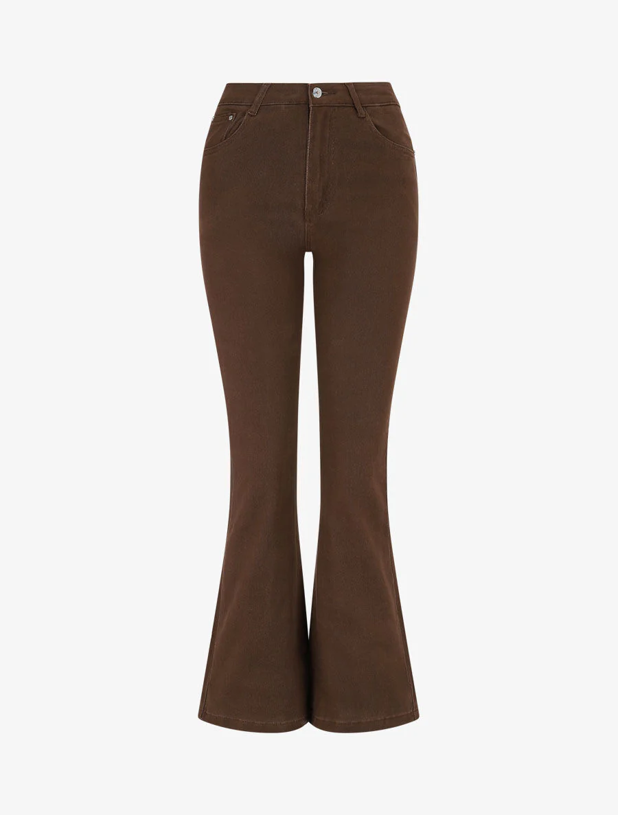 Flared jeans met hoge taille - bruin