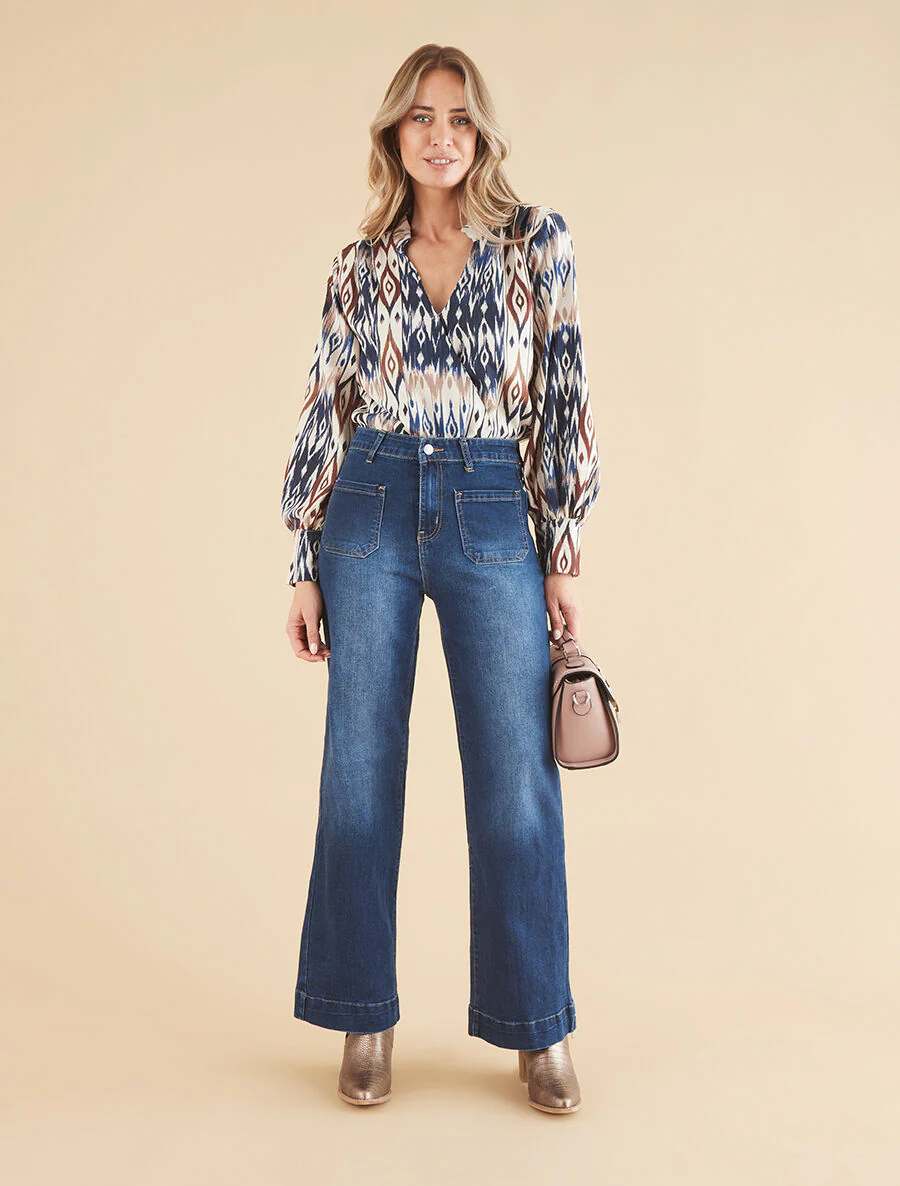 Flared jeans met hoge taille - blauw - Image 4