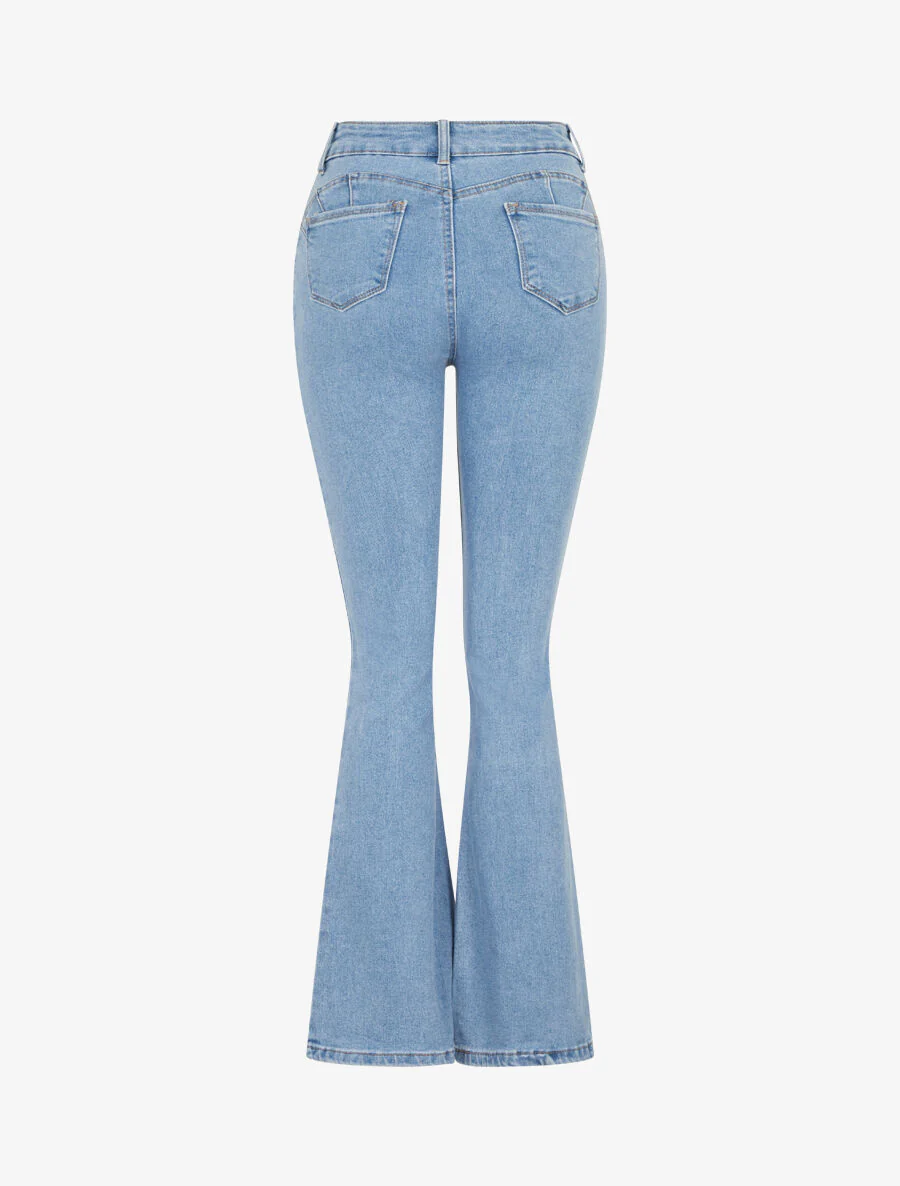 Flared jeans met hoge taille - lichtblauw - Image 2