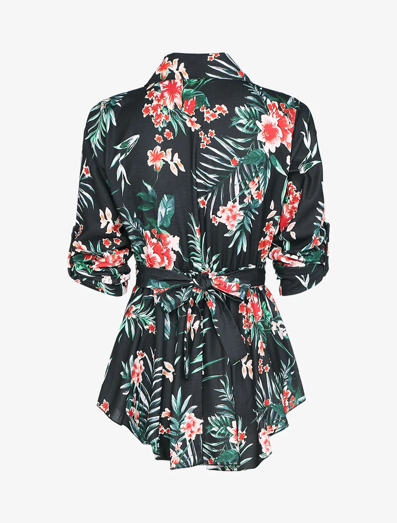 Flowerprint schaatser tuniek - zwart - Image 2