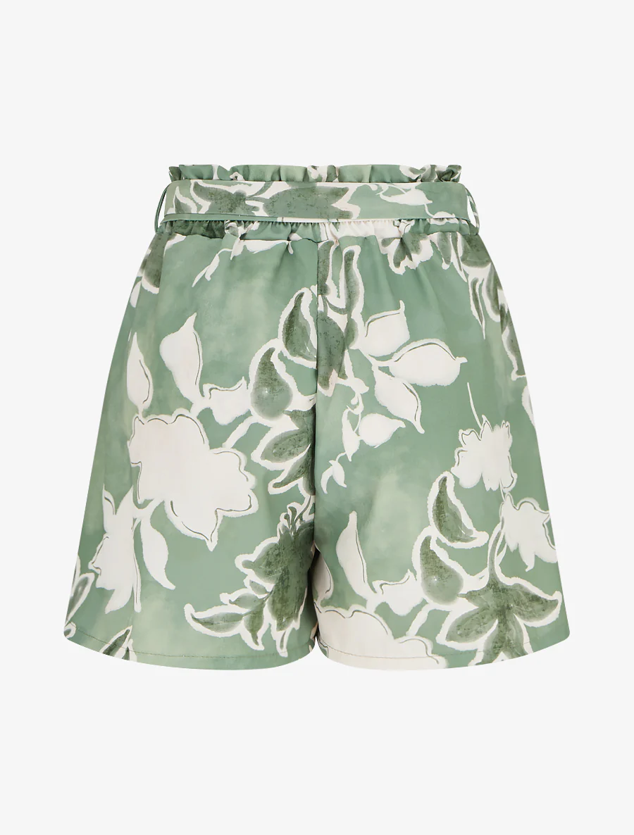 Fluïde short met bloemenprint - Groen - Image 2